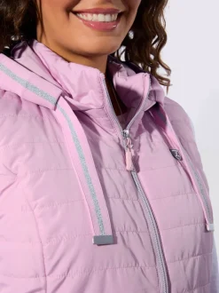 Gilet matelassé capuche avec coulisse et lien à nouer