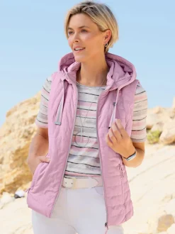 Gilet matelassé capuche avec coulisse et lien à nouer