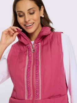 Gilet matelassé élégante application de perles