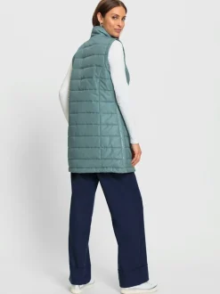 Gilet matelassé sans manches à col montant et surpiqûres