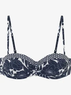 Haut de bikini bandeau à armatures imprimé floral tendance contrasté
