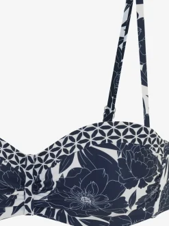 Haut de bikini bandeau à armatures imprimé floral tendance contrasté