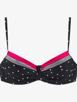 Haut de maillot de bain à armatures mélange tendance de rayures et pois