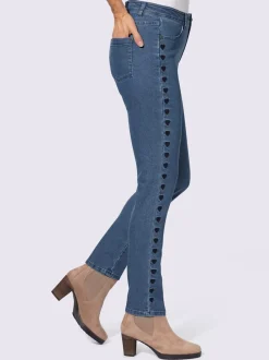 Jean broderie cœur le long de la couture latérale