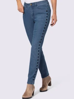 Jean broderie cœur le long de la couture latérale