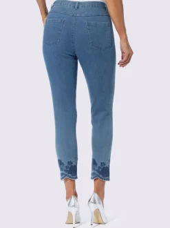 Jean 7/8 broderie florale