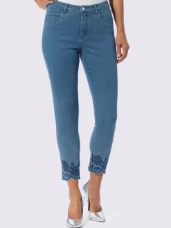 Jean 7/8 broderie florale