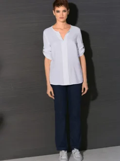 Jean coupe droite avec ceinture élastique au dos