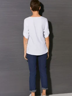 Jean coupe droite avec ceinture élastique au dos