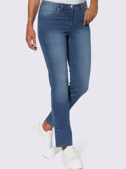 Jean délavé en denim avec passants et empiècement dos