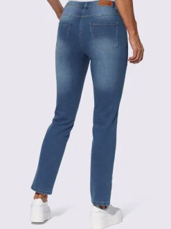 Jean délavé en denim avec passants et empiècement dos