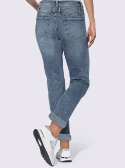 Jean en denim extensible coupe régulière avec poches avant et arrière