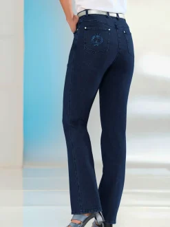 Jean femme coupe droite ceinture élastique