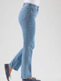 Jean femme coupe droite ceinture élastique