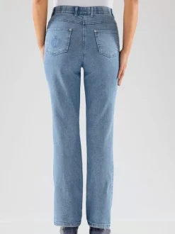Jean femme coupe droite ceinture élastique