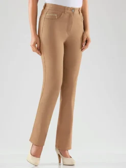 Jean femme coupe droite taille haute poches zippées