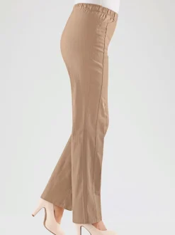 Jean femme droit effet délavé ceinture élastique