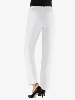 Jean femme droit effet délavé ceinture élastique