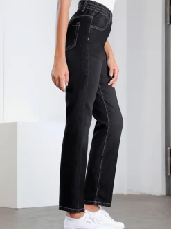 Jean femme tendance ventre plat ceinture élastique