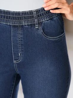 Jean femme tendance ventre plat ceinture élastique