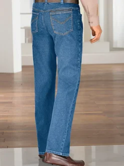 Jean 5 poches ceinture élastique intérieure confortable.