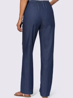 Jean pur coton coupe ample avec ceinture élastique et 2 poches