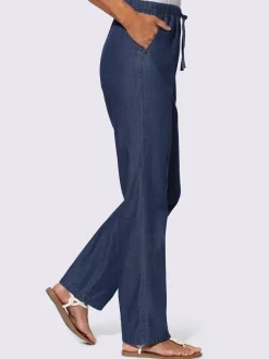 Jean pur coton coupe ample avec ceinture élastique et 2 poches