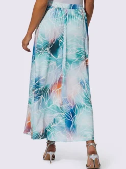 Jupe à panneaux en modal imprimé feuilles et ceinture élastique