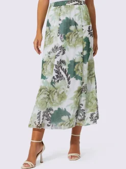 Jupe à panneaux tissée à imprimé floral avec taille élastique