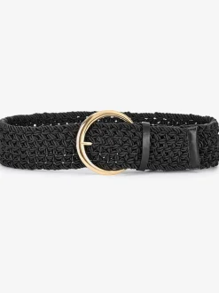 Large ceinture avec boucle métallique dorée