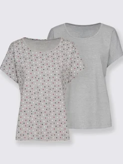 Lot 2 t-shirts unis basiques col rond manches courtes