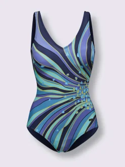 Maillot de bain féminin coloré col v dos uni