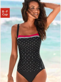 Maillot de bain élégant mélange de rayures et pois