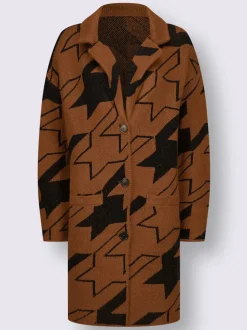 Manteau en tricot motif pied-de-poule