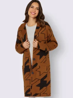 Manteau en tricot motif pied-de-poule