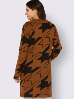 Manteau en tricot motif pied-de-poule