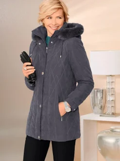 Manteau matelassé capuche amovible imitation fourrure