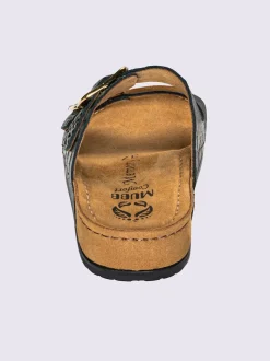 Mules cuir vachette gaufré