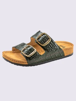 Mules cuir vachette gaufré