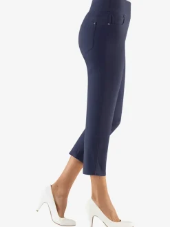 Pantacourt femme bengaline extensible avec ceinture élastique et longueur mollet