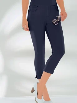 Pantacourt femme bengaline extensible avec ceinture élastique et longueur mollet