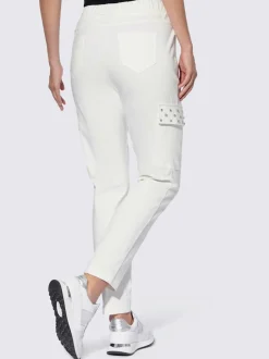 Pantalon cargo avec ceinture élastique et lien à nouer poches cargo