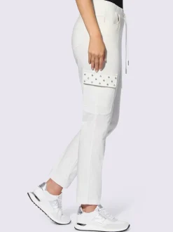 Pantalon cargo avec ceinture élastique et lien à nouer poches cargo