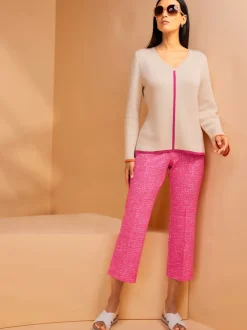 Pantalon confortable motif texturé et ceinture élastique Comfort Fit
