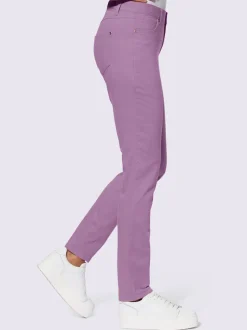 Pantalon coton 5 poches avec passants fermeture à glissière bouton