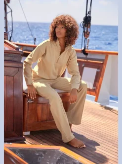 Pantalon détente large pantalon molletonné avec nervures sur l'avant de la jambe