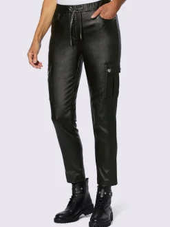Pantalon en synthétique longueur chevilles avec ceinture élastique et cordon