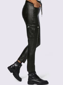 Pantalon en synthétique longueur chevilles avec ceinture élastique et cordon