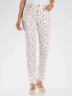 Pantalon extensible à motif floral en twill avec poches