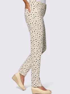 Pantalon extensible à motif floral en twill avec poches